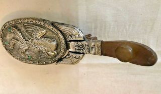 Vintage Chinese Carved Dragon Jade Belt Hook Engraved Phoenix Hand Mirror