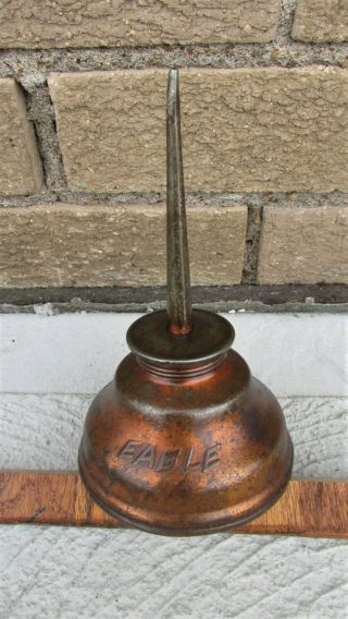 Vintage Eagle Copper - Metal Oil Can Spout Oiler 6 " Tall Gas Station Car Usa