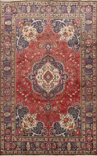 Vintage Floral Tebriz Hand - Knotted Area Rug Traditional Oriental 6x10 Red Carpet