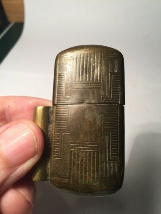 Antique Vintage Rare Wwi French Bronze Brass Petrol Lighter Art Deco Trench Art