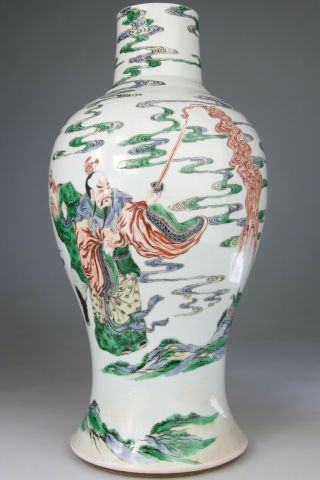 Antique Rare Chinese Porcelain Vase Famille Verte - Kangxi Qing 18th