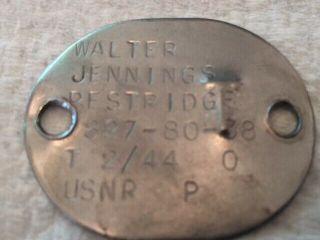 Old Military Collectible Vintage USNR 2/44 Walter Jennings.  Dog Tag 2