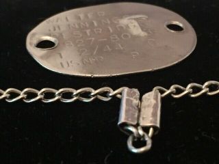 Old Military Collectible Vintage USNR 2/44 Walter Jennings.  Dog Tag 3