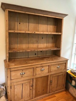Antique Farmhouse Pine Sideboard Hutch Buffet Cottage Country