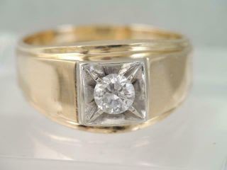 Vintage Mens 14k Solid Gold 1/2 Carat Diamond Ring Sz 10 1/2 Gorgeous
