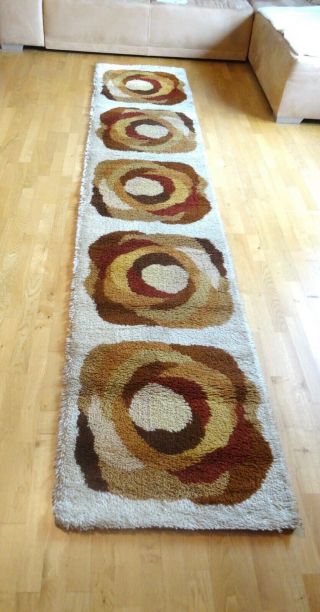Rare Abstract Mid Century Long Runner Rug Carpet Eames Panton Danish Modern