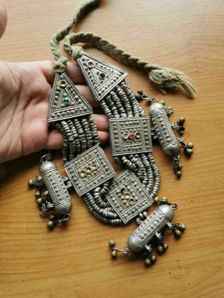 Yemenite Lazem Necklace Large Antique 19th Cent.  Low Grade Silver Middle East 2