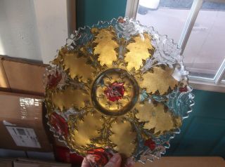 Vintage Goofus Glass Gold And Red Floral Design Plate