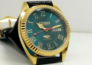 Citizen Automatic Men,  S Gold Plated Vintage Green Dial Made Japan Watch Run