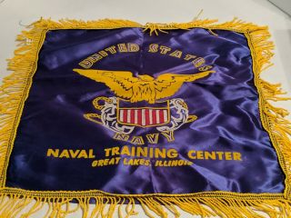 Vintage U.  S.  Navy Sweetheart Pillow Naval Training Center Great Lakes Il