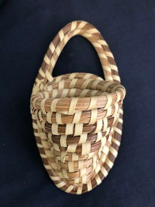 Small Sweet Grass Gullah Wall Pocket Basket Charleston South Carolina Vintage