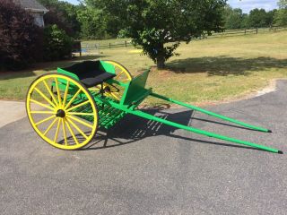 John Deer Colored Buggy Horse Sulky Antique Carriage Vintage Cart