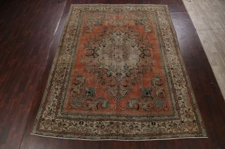 Floral Semi Antique Traditional Hand - knotted Area Rug Wool Oriental Carpet 10x13 2