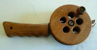 Authentic Vintage Ice Fishing Wood Reel Drop Line Cool Item Or Decor