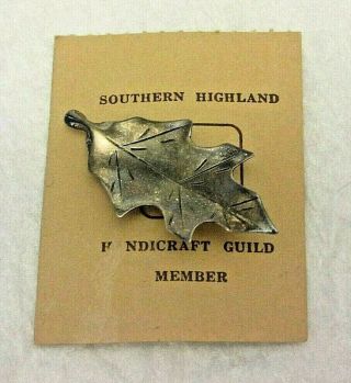 Vtg Signed Stuart Nye Sterling Silver Leaf Brooch Pin 925 Handicraft Guild
