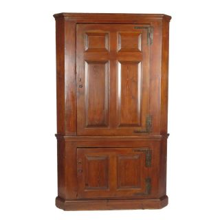 Antique Corner Cabinet Cupboard Wood Pine Blind Door Farmhouse Primitive 18th C