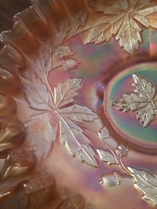 Vintage Fenton Marigold Carnival Glass Bowl,  Autumn Acorns