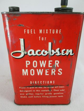 Vintage Jacobsen Power Mowers Empty Metal 1 Gal.  Gas Can