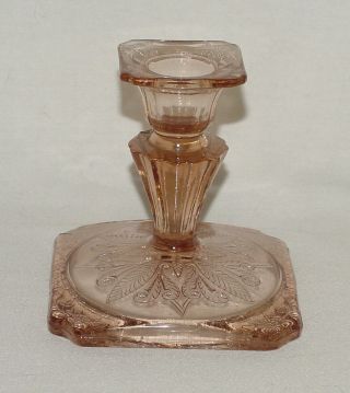 Perfect Vintage Pink Jeannette " Adam " Depression Glass Candlestick