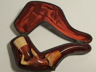 Carved Meerschaum Smoking Pipe Lady 