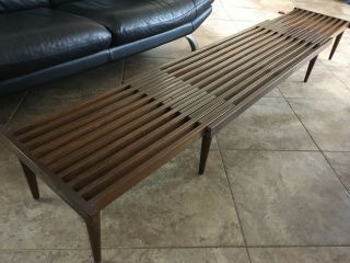 Mid Century Expandable Slat Bench Coffee Table by John Keal for Brown Saltman 2