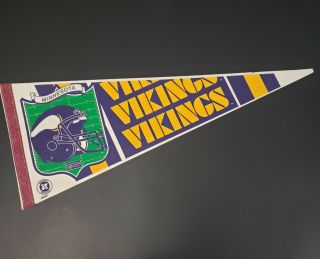 Vintage 90s Minnesota Vikings Nfl Football Wincraft Usa Felt Pennant 12x29