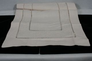Lins Vintage Style Ivory Linen Cutwork Embroidered Table Runner 54 " X 16 1/2 "
