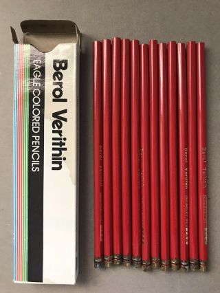 Vintage Berol Verithin Eagle Colored Pencil (scarlet Red 744,  2 Packs/24 - Pencil)