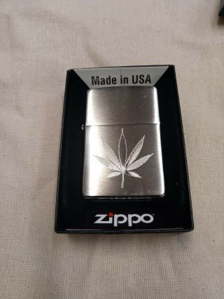 29587 Zippo Brushed Chrome Lighter - Engraved Leaf