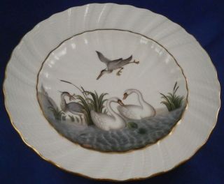 Antique 19thc Meissen Porcelain Polychrome Swan Service Plate Porzellan Teller