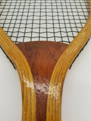 Antique Vintage Tennis Raquet Wright & Ditson Boston Cork Handle Wood Rare 3