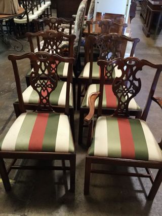 Set Of 6 Baker Chippendale Mahogany Dining Room Chairs