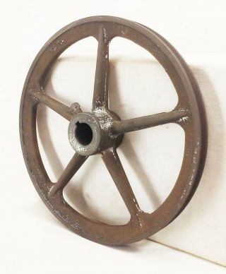 Vtg 5 Spoke 10 1/4 " V - Belt Groove Pulley Wheel Cast Iron Farm Industrial Machine