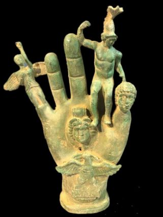 Rare Ancient Roman Bronze Life Sized Hand Statue With 5 Statues - 200 - 400 Ad