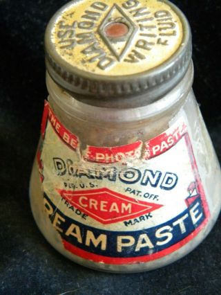 Vintage Diamond Cream Paste Jar With Marked Metal Lid