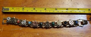 Vintage One Of A Kind Steampunk Bracelet With Gears And Cabochons Retro Beauty