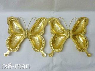 STUNNING 1924 ARTS & CRAFTS SOLID SILVER GILT PAIR BUTTERFLY TRAYS DISHES CASED 3