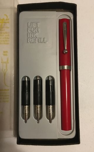 Vintage Sheaffer Calligraphy Pen Set 3 Nibs Refillable Skrip Ink Red