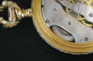 LONGINES Solid 14K Gold enamel & diamond Antique Pocket Watch, 3