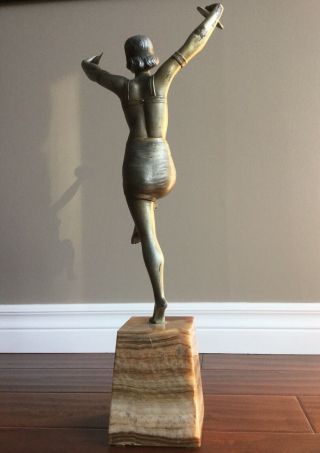1930 ART DECO BRONZE STATUE SCULPTURE Dancer with Cymbals BY Henri Fugère Signed 3