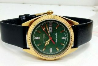 Citizen Automatic Men,  S Gold Plated Vintage Green Dial Made Japan Watch