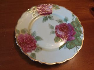 Vintage Ps Bavaria Germany 7.  5 " Porcelain Fuschia Rose Plate