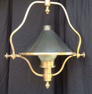 Chapman Brass Bouillotte Chandelier Harp Ceiling Lamp Pullman Train Style Tole