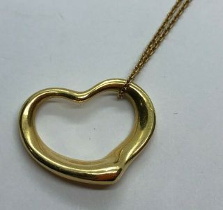 Vintage Tiffany & Co Elsa Peretti Heart 18k Yellow Gold Necklace