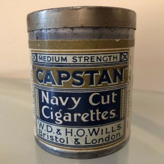 1920 Vintg Medium Capstan Navy Cut Cigarettes Wd & Ho Wills Bristol & London Tin
