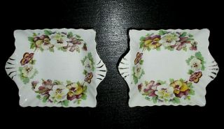 Vintage Crown Staffordshire,  England Porcelain Nut Trays/ Dish,  Pansy