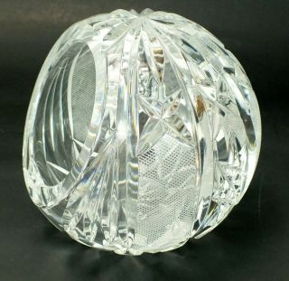 Clear Crystal Cut Etched Lead Glass Globe Round Ashtray