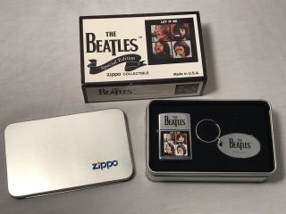 1996 Beatles Zippo Lighter & Key Chain With Tin Box