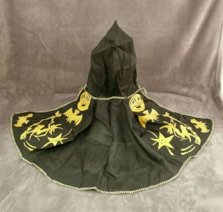 Vintage Halloween Child ' s Costume Hood & Cape Stars Moon Witch Bat 2