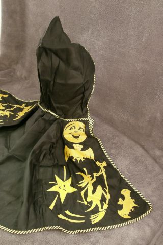 Vintage Halloween Child ' s Costume Hood & Cape Stars Moon Witch Bat 3